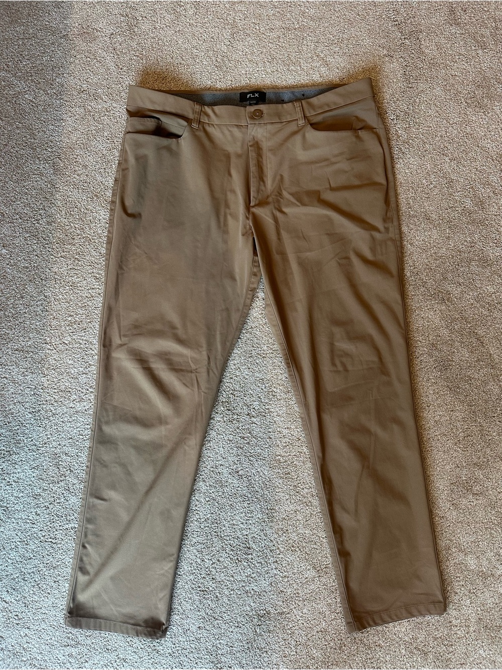 FLX Men's Slim Stretch Chinos in Khaki
